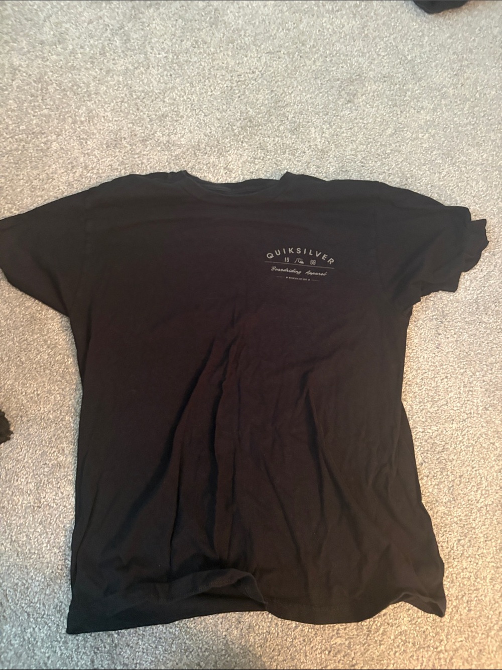 Quiksilver Black Short Sleeve Tee with Small Chest Logo